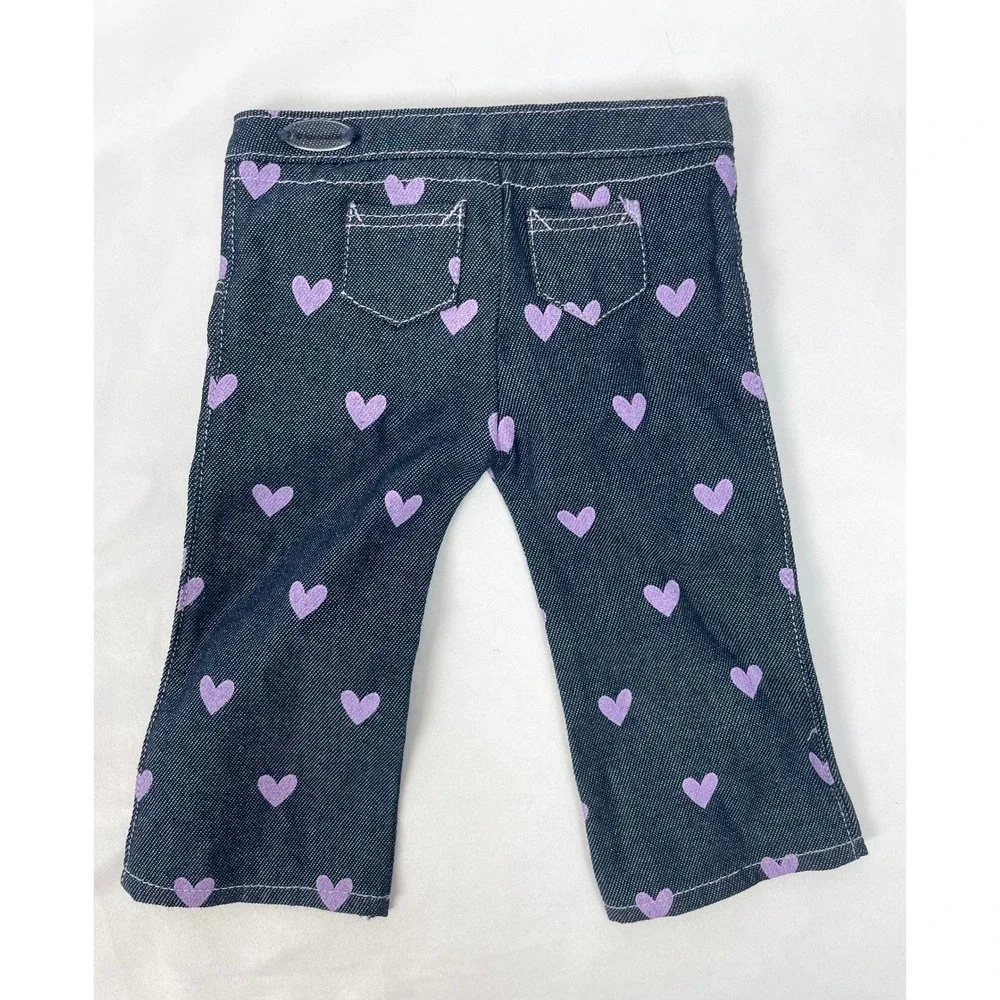American Girl Blue Denim Jeans Purple Hearts Doll Clothing